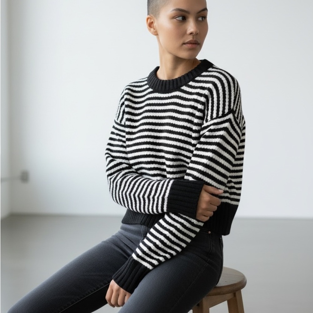 J. Crew Black and White Striped Sweater